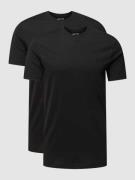 HECHTER PARIS T-Shirt mit V-Ausschnitt in Black, Größe L