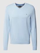 Christian Berg Men Strickpullover mit geripptem V-Ausschnitt in Bleu M...