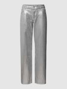 Review Straight Leg Jeans in Silber Metallic in Mittelgrau, Größe 25