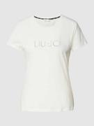 LIU JO SPORT T-Shirt mit Ziersteinbesatz in Weiss, Größe XS