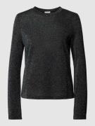 Jake*s Casual Longsleeve mit Effektgarn in Black, Größe S