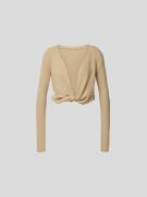 Jacquemus Cropped Strickjacke in Wickel-Optik in Beige, Größe 38