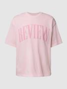 REVIEW Oversized T-Shirt mit Label-Print in Rosa, Größe XL