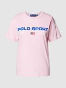 Polo Sport T-Shirt mit Label-Print in Rosa, Größe XS