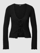 Gina Tricot Cardigan mit Schnürung Modell 'MINA' in Black, Größe XL