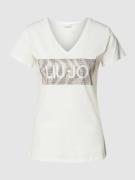 Liu Jo White T-Shirt mit Ziersteinbesatz in Weiss, Größe XS
