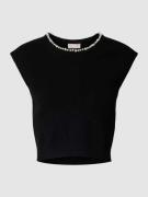 Liu Jo White Strickshirt mit Ziersteinbesatz in Black, Größe XS