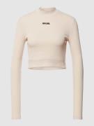 Karo Kauer Cropped Longsleeve mit Stehkragen in Offwhite, Größe XL