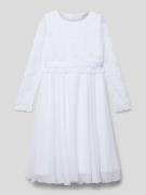 Weise Kleid mit Spitzenbesatz in Weiss, Größe 152