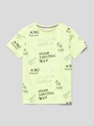 s.Oliver RED LABEL T-Shirt mit Allover-Print in Neon Gelb, Größe 92