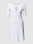 Liu Jo White Knielanges Kleid mit Strukturmuster in Offwhite, Größe XS