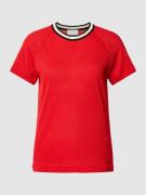 Jake*s Collection Strickshirt mit Kontraststreifen in Rot, Größe 38