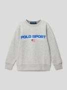 Polo Sport Sweatshirt mit Label-Print in Mittelgrau Melange, Größe S