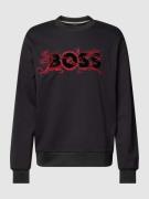 BOSS Sweatshirt mit Motiv-Stitching Modell 'Soleri' in Black, Größe XX...