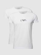 Emporio Armani T-Shirt mit Label-Print im 2er-Pack in Weiss, Größe M