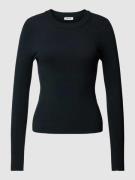 Esprit Pullover mit geripptem Rundhalsausschnitt in Black, Größe M