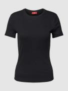 Esprit T-Shirt mit geripptem Rundhalsausschnitt in Black, Größe XS
