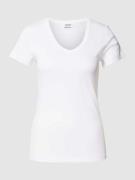 Esprit T-Shirt mit abgerundetem V-Ausschnitt in Offwhite, Größe XL