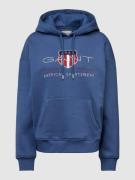 Gant Hoodie mit Label-Stitching und Känguru-Tasche in Rauchblau, Größe...