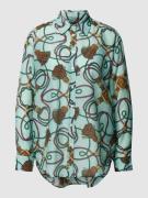 Gant Bluse aus Baumwoll-Seide-Mix mit Allover-Muster in Aqua, Größe 36