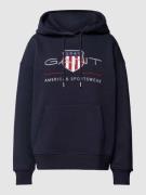 Gant Hoodie mit Label-Stitching und Känguru-Tasche in Marine, Größe XS