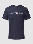 Gant T-Shirt mit Label-Print in Marine, Größe S
