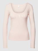 Guess Longsleeve mit Label-Print Modell 'CARRIE' in Rosa, Größe M