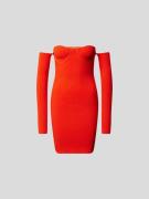 Helmut Lang Off-Shoulder-Kleid mit langen Ärmeln in Orange, Größe S