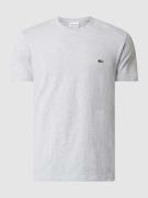 Lacoste T-Shirt mit Logo-Stitching in Silber Melange, Größe XS