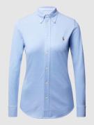 Polo Ralph Lauren Skinny Fit Bluse aus Piqué in Hellblau, Größe XS