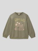 Roxy Sweatshirt mit Label-Motiv-Print Modell 'MORNING HIKE' in Khaki, ...