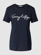 Tommy Hilfiger T-Shirt mit Label-Print in Dunkelblau, Größe S