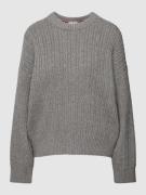 Tommy Hilfiger Strickpullover mit Zopfmuster in Mittelgrau, Größe XL