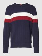 Tommy Hilfiger Strickpullover mit Blockstreifen in Marine, Größe L