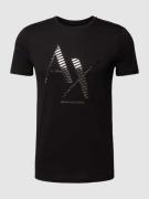ARMANI EXCHANGE T-Shirt mit Label-Print und Rundhalsausschnitt in Blac...