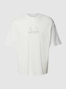 ARMANI EXCHANGE Comfort Fit T-Shirt mit Label-Print in Offwhite, Größe...
