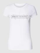 ARMANI EXCHANGE T-Shirt mit Label-Schriftzug in Weiss, Größe L