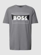 BOSS Green T-Shirt mit Label-Print in Anthrazit, Größe M