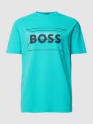 BOSS Green T-Shirt mit Label-Print in Helltuerkis, Größe M