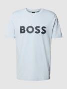 BOSS Green T-Shirt mit Label-Print in Rauchblau, Größe L