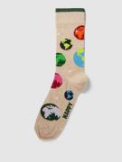 Happy Socks Socken mit Motiv-Print Modell 'Planet Earth' in Beige, Grö...