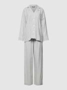 Lauren Ralph Lauren Pyjama mit Streifenmuster in Hellgrau, Größe XL