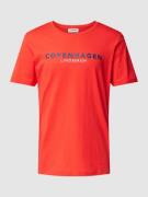 Lindbergh T-Shirt mit Label-Print Modell 'Copenhagen' in Rot, Größe S