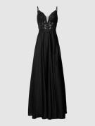 Luxuar Abendkleid mit Ziersteinbesatz in Black, Größe 40