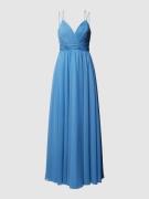 Luxuar Abendkleid mit Ziersteinbesatz in Bleu, Größe 32