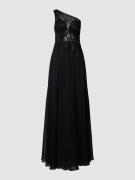 Luxuar Abendkleid mit One-Shoulder-Träger in Black, Größe 36