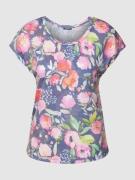 Montego T-Shirt mit floralem Allover-Print in Dunkelblau, Größe XS
