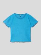 Only T-Shirt mit Feinripp Modell 'KONNELLA' in Blau, Größe 134