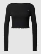 Tommy Jeans Longsleeve mit Muschelsaum in Black, Größe XS