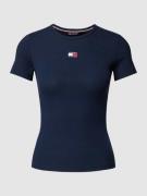 Tommy Jeans Slim Fit T-Shirt in Ripp-Optik in Marine, Größe XS